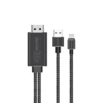 كابل HDMI 4K، وصلة لايتنينج متين فائق الدقة الى كابل HDMI مع وصلة شحن USB، نقل4K عند 30 هرتز، نقل 1080pعند 60هرتز وكابل مضفر مضاد للتشابك من بروميت - بطول 1.8 متر لاجهزة ايفون وايباد وميديالينك ال تي