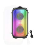 اكس-سكوت - سماعة بلوتوث محمولة بصوت قوي بقدرة 20 وات، بطارية 3000 mAh تدوم 5‑6 ساعات، مزودة بإضاءة RGB، مدخل Micro‑SD/USB/AUX وشحن Type‑C.