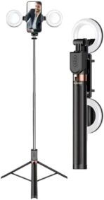 ⁦عصا سيلفي PLOKAMA K9 PRO 4 في 1، حامل ثلاثي القوائم، قابلة للتمديد، مزودة بتقنية البلوتوث، مع حامل ثلاثي القوائم وجهاز تحكم عن بعد للتصوير الفوتوغرافي والتدوين بالفيديو عبر الهاتف المحمول⁩ - الصورة ⁦9⁩