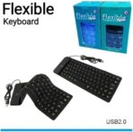 ⁦لوحة مفاتيح مقاومة للماء بمنفذ USB وكابل مرن بـ 85 مفتاح قابلة للطي من جل السيليكون تدعم اللغتين العربية والإنجليزية مع غطاء مفاتيح من المطاط المرن للاب توب والكمبيوتر، لون أسود⁩ - الصورة ⁦3⁩