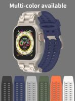 ⁦سوار سيليكون ناعم بمخلب مزدوج متوافق مع ساعة ابل الترا 2/الترا 49 ملم، سلسلة 10 46 ملم، 9/8/7 45 ملم، SE2/SE/6/5/4 44 ملم، 3/2/1 42 ملم، موصل معدني متين⁩ - الصورة ⁦3⁩