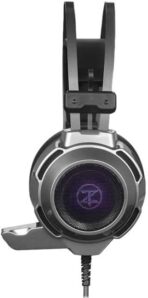 ⁦سماعات للرأس للألعاب K39 من تكنو زون بمنفذ USB وإضاءة ار جي بي 7.1 وصوت محيطي افتراضي - مشغلات مزدوجة 50 ملم - صوت باس عميق - ميكروفون بتقنية خفض الضوضاء - تحكم مدمج في الكمبيوتر الشخصي | فضي⁩ - الصورة ⁦6⁩