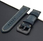 ⁦سوار اوستيك يد مصنوع يدويًا من الجلد مع مشبك أسود من الفولاذ المقاوم للصدأ لساعة جالاكسي جير اس ٣ فرونتير وكلاسيك - أزرق 20 ملم⁩ - الصورة ⁦2⁩