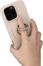 ⁦مقبض موبايل من لي بريوس: حامل حلقي مغناطيسي دوار 360 درجة متوافق مع الهواتف المحمولة (بيج)⁩ - الصورة ⁦9⁩