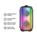 ⁦اكس-سكوت - سماعة بلوتوث محمولة بصوت قوي بقدرة 20 وات، بطارية 3000 mAh تدوم 5‑6 ساعات، مزودة بإضاءة RGB، مدخل Micro‑SD/USB/AUX وشحن Type‑C.⁩ - الصورة ⁦5⁩