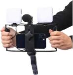 ⁦حامل كاميرا فيديو 5 في 1 من بلوكاما، بمقبض تثبيت وميكروفون ومجموعة إضاءة ليد لأي موبايل ذكي لصناعة الأفلام والفيديوهات الاحترافية (إطار شكل حرف U و2 إضاءة ليد وميكروفون وحامل) موديل (PK-778)⁩ - الصورة ⁦8⁩