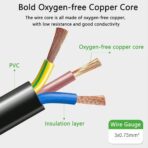 ⁦كابل باور أصلي عالي الجودة، 1.8 متر 16 امبير، مصنوع 100% من النحاس النقي – عزل قياسي متين – لأجهزة الكمبيوتر والطابعات وكافة الأجهزة الإلكترونية المماثلة⁩ - الصورة ⁦9⁩