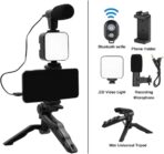 ⁦حامل كاميرا فيديو 5 في 1 بمقبض تثبيت وميكروفون ومجموعة إضاءة ليد لأي موبايل ذكي لصناعة الأفلام والفيديوهات الاحترافية من بلوكاما (إطار شكل حرف U و2 إضاءة ليد وميكروفون وحامل) (PK-771)⁩ - الصورة ⁦7⁩