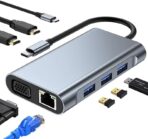 ⁦محول ZERO 10IN1 تايب سي إلى HDTV بدقة 4K مع LAN وVGA وصوت وUSB3.0×3 وفتحات SD وTF⁩ - الصورة ⁦4⁩