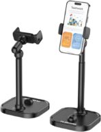 ⁦حامل جوال وتابلت لسطح الطاولة DT-80 من بلوكاما - حامل دوار 360 درجة قابل للتعديل للعرض بدون استخدام اليدين والبث المباشر والاستخدام المكتب⁩ - الصورة ⁦2⁩