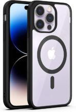 جراب مغناطيسي شفاف كريستالي لآيفون 11 برو ماكس 6.5 بوصة  – أسود، متوافق مع ماج سيف، لا يصفر، حماية عسكرية ضد الصدمات، مغناطيس قوي