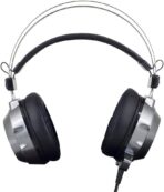 ⁦سماعات للرأس للألعاب K39 من تكنو زون بمنفذ USB وإضاءة ار جي بي 7.1 وصوت محيطي افتراضي - مشغلات مزدوجة 50 ملم - صوت باس عميق - ميكروفون بتقنية خفض الضوضاء - تحكم مدمج في الكمبيوتر الشخصي | فضي⁩ - الصورة ⁦5⁩