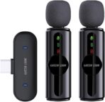 جرين ليون ميكروفون مزدوج GM-76X 3 في 1، نطاق نقل 20 متر، عمر بطارية 5 ساعات، بطارية ميكروفون 65mAh، وضع الصدى، جودة صوت HD، وقت استجابة منخفض للغاية، رأس لايتنينج/USB-C/USB-A - اسود