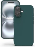 جراب سيليكون ناعم الملمس ومقاوم للصدمات والغبار ومضاد للانزلاق ، جراب موبايل ارمور يغطي الهيكل بالكامل لموبايل آبل آيفون 16 بلس