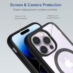 ⁦جراب مغناطيسي شفاف كريستالي لآيفون 11 برو ماكس 6.5 بوصة  – أسود، متوافق مع ماج سيف، لا يصفر، حماية عسكرية ضد الصدمات، مغناطيس قوي⁩ - الصورة ⁦3⁩