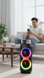 ⁦سبيكر زيرو zr-650، بلوتوث تعزيز الصوت الجهوري, خفيفة الوزن, ضوء LED, منفذ USB لأنظمة الصوت المحيطي, للهواتف الذكية أو الأجهزة اللوحية, لمشغلات DVD, لمشغلات الموسيقى .⁩ - الصورة ⁦3⁩