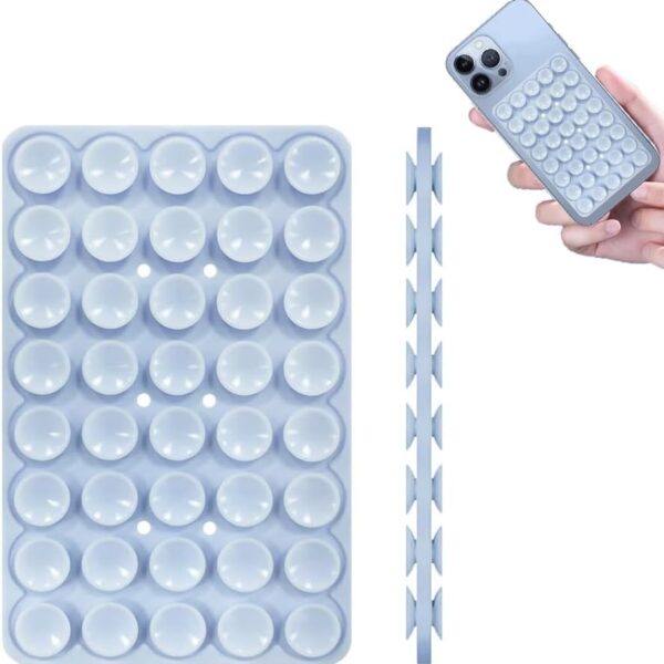 جراب موبايل بقاعدة لاصقة من السيليكون مزدوج الجوانب من سيفوكين، مقبض موبايل لاصق بدون استخدام اليدين لصور السيلفي ومقاطع الفيديو، سميك | قابل للغسل | غير قابل للانزلاق لآيفون واندرويد، أزرق فاتح