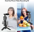 ⁦حامل كاميرا فيديو 5 في 1 بمقبض تثبيت وميكروفون ومجموعة إضاءة ليد لأي موبايل ذكي لصناعة الأفلام والفيديوهات الاحترافية من بلوكاما (إطار شكل حرف U و2 إضاءة ليد وميكروفون وحامل) (PK-771)⁩ - الصورة ⁦5⁩