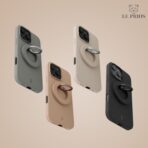 ⁦مقبض موبايل من لي بريوس: حامل حلقي مغناطيسي دوار 360 درجة متوافق مع الهواتف المحمولة (بيج)⁩ - الصورة ⁦2⁩