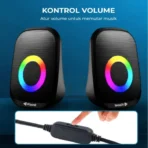 ⁦مكبر صوت Kisonli Mini X7 3.5 وات مكبر صوت متعدد الوسائط للكمبيوتر الشخصي، والألعاب، والموسيقى، والدراسة، وأعلى مع مدخلات USB، مدخلات مدخلات 3.5 سلكية، مسرح ملون، سلك منزلي 2.0، جودة جيدة، خيار عام ممتاز .⁩ - الصورة ⁦6⁩