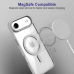 ⁦جراب مغناطيسي لموبايل ايفون 17 اير 6.5 انش متوافق مع ماج سيف، غطاء ممتص للصدمات مضاد للصدمات، اطار بولي يوريثين مقاوم للحرارة بلون سادة غير لامع، ظهر شفاف مضاد للخدش⁩ - الصورة ⁦6⁩