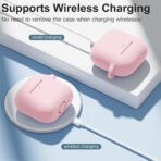 ⁦جراب حماية سماعات ايربودز 4 غطاء من السيليكون سلسلة مفاتيح للنساء والرجال لابل  ضوء LED امامي مرئي .⁩ - الصورة ⁦4⁩