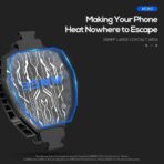 ⁦مبرد موبايل ميمو DL05، مروحة تبريد ردياتير مع شاشة عرض درجة الحرارة، للألعاب والفيديو المباشر/مدونة الفيديو، يدعم بعرض 6 - 8 سم، ألعاب شبه موصل، مشتت حراري للتبريد، 2 دبوس⁩ - الصورة ⁦2⁩