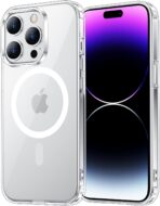 جراب شفاف [متوافق مع ماج سيف] [مضاد للاصفرار]  لموبايل آيفون 14 برو ماكس ، جراب موبايل مغناطيسي نحيف مضاد للصدمات، شفاف