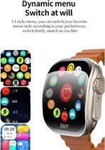 ⁦ساعة ذكية X10 الترا 3 بشاشة منحنية بتقنية NFC ، تصميم انيق 49 ملم، متتبع اللياقة البدنية، شحن لاسلكي، تطبيق ويرفيت برو للجوال في متجر iOS واندرويد للرجال والنساء .⁩ - الصورة ⁦5⁩