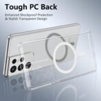 ⁦جراب حماية مغناطيسي شفاف لموبايل سامسونج جالاكسي S21 الترا شبكة الجيل الخامس 5G متوافق مع تقنية ماج سيف، جراب حماية بتصميم عسكري مضاد للصدمات لموبايل سامسونج S21 الترا⁩ - الصورة ⁦3⁩