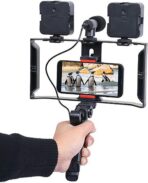 ⁦حامل كاميرا فيديو 5 في 1 من بلوكاما، بمقبض تثبيت وميكروفون ومجموعة إضاءة ليد لأي موبايل ذكي لصناعة الأفلام والفيديوهات الاحترافية (إطار شكل حرف U و2 إضاءة ليد وميكروفون وحامل) موديل (PK-778)⁩ - الصورة ⁦9⁩