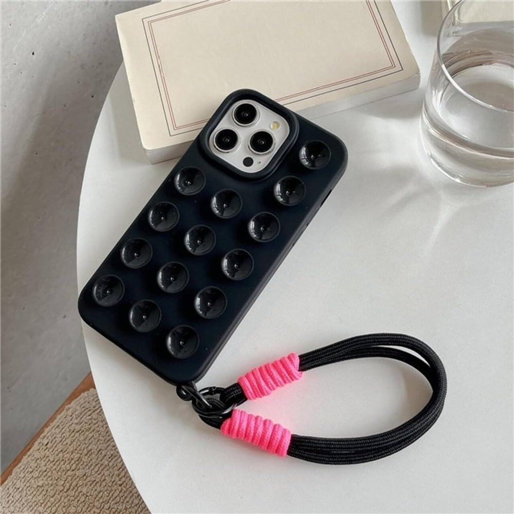 61To-U8BSJL._AC_SL1000_ جراب هاتف ثلاثي الأبعاد مزود بكأس شفط مع حزام حبل لهاتف iPhone 11 غطاء واقٍ ناعم من الصدمات - الصورة 1