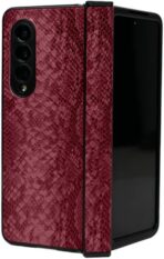 جراب من الجلد الصناعي الفاخر لهاتف  جالاكسي Z فولد 4 [شكل تمساح] شحن لاسلكي لسامسونج