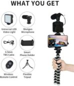 ⁦حامل كاميرا فيديو 5 في 1 من بلوكاما، بمقبض تثبيت وميكروفون ومجموعة إضاءة ليد لأي موبايل ذكي لصناعة الأفلام والفيديوهات الاحترافية (إطار شكل حرف U وإضاءة ليد واحدة وميكروفون وحامل) موديل (PK-775)⁩ - الصورة ⁦9⁩