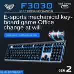 ⁦لوحة المفاتيح أولا 3030 بمفاتيح سوداء وإضاءة زرقاء وUSB .⁩ - الصورة ⁦6⁩