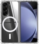 جراب حماية مغناطيسي شفاف ومتوافق مع تقنية ماج سيف لموبايل سامسونج جالاكسي Z فولد 6 رفيع جدًا ومضاد للاصفرار والخدوش من البولي كربونات الصلب