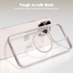 ⁦جراب مغناطيسي لموبايل ايفون 15 برو (متوافق مع ماج سيف) (حماية من السقوط من الدرجة العسكرية) رفيع وشفاف غير لامع ومضاد للصدمات مع مضاد لبصمات الاصابع اطار ملون⁩ - الصورة ⁦2⁩