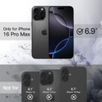 ⁦جراب حماية خلفي مغناطيسي لموبايل آيفون 16 برو ماكس [متوافق مع الشحن اللاسلكي] [مقاوم للصدمات بدرجة عسكرية] ، جراب موبايل خلفي شفاف رفيع لموبايل آيفون 16 برو ماكس (لون أسود)⁩ - الصورة ⁦2⁩