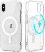 ⁦جراب مغناطيسي شفاف  لهاتف ايفون اكس اس ماكس مع شحن لاسلكي ماج سيف، غطاء ممتص للصدمات من السيليكون الناعم والبولي يوريثين الحراري، ايفون اكس اس ماكس (6.5 انش)⁩ - الصورة ⁦2⁩