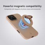 ⁦مقبض موبايل من لي بريوس: حامل حلقي مغناطيسي دوار 360 درجة متوافق مع الهواتف المحمولة (بيج)⁩ - الصورة ⁦8⁩