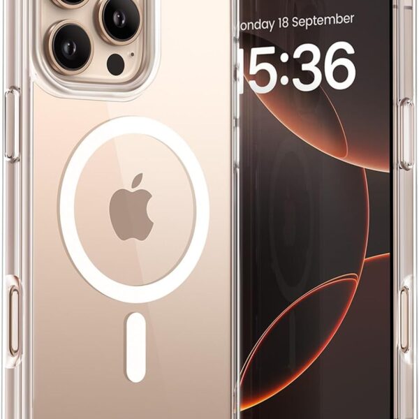 جراب حماية ماج سيف لموبايل ايفون 16 برو ماكس فقط من لاميكال [شفاف للغاية ومضاد للاصفرار]  مقاوم للخدش، حماية الشاشة والعدسات، مغناطيس قوي