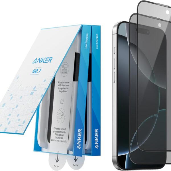 انكر واقي شاشة للخصوصية لموبايل ايفون 13 برو ماكس، واقي شاشة للخصوصية من الزجاج المقسى HD مضاد للتجسس، سهل التركيب