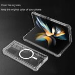 ⁦جراب حماية مغناطيسي شفاف كريستالي لموبايل سامسونج زد فولد 4 متوافق مع الشحن اللاسلكي ماج سيف بمغناطيس ثابت مع مقاومة للسقوط حتى 3 متر، جراب حماية رفيع مضاد للصدمات لسامسونج جالاكسي فولد 4⁩ - الصورة ⁦3⁩