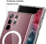 ⁦جراب لموبايل سامسونج جالاكسي S22 الترا مغناطيسي شفاف متوافق مع محفظة كروت ماجسيف والشحن اللاسلكي، مقاوم للصدمات بحماية للشاشة والكاميرا من اولي او 7 [يعمل قلم ستايلس]، البولي كربونات⁩ - الصورة ⁦5⁩