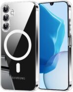 جراب حماية شفاف  لموبايل سامسونج جالاكسي A16 شبكة الجيل الخامس 5G/ 4G [متوافق مع ماج سيف] [مغناطيس قوي] [مضاد للاصفرار] جراب حماية مغناطيسي رفيع ممتص للصدمات وخفيف الوزن ومتين