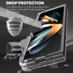 ⁦جراب حماية مغناطيسي شفاف كريستالي لموبايل سامسونج زد فولد 4 متوافق مع الشحن اللاسلكي ماج سيف بمغناطيس ثابت مع مقاومة للسقوط حتى 3 متر، جراب حماية رفيع مضاد للصدمات لسامسونج جالاكسي فولد 4⁩ - الصورة ⁦4⁩