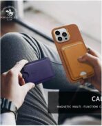 ⁦سانتا باربارا بولو اند ريكيت كلوب حامل بطاقات مغناطيسي، حامل بطاقات جلدي من سلسلة كاليس مع حامل للهواتف الذكية⁩ - الصورة ⁦3⁩