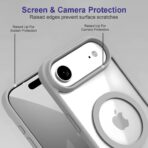 ⁦جراب مغناطيسي لموبايل ايفون 17 اير 6.5 انش متوافق مع ماج سيف، غطاء ممتص للصدمات مضاد للصدمات، اطار بولي يوريثين مقاوم للحرارة بلون سادة غير لامع، ظهر شفاف مضاد للخدش⁩ - الصورة ⁦7⁩