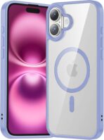 جراب حماية مغناطيسي ، لموبايل آيفون 16 6.1 بوصة، جراب مقاوم للصدمات متوافق مع ماج سيف، إطار من البولي يوريثين المقاوم للحرارة بلون سادة مطفي وظهر شفاف مضاد للخدش