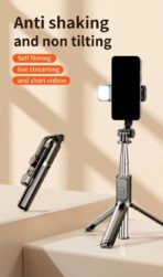 ⁦سيلفي ستيك– موديل N08 بلوتوث مع حامل ثلاثي متكامل- دوران 360 درجة - مصنوعة من الفولاذ المقاوم للصدأ والبلاستيك ABS⁩ - الصورة ⁦4⁩